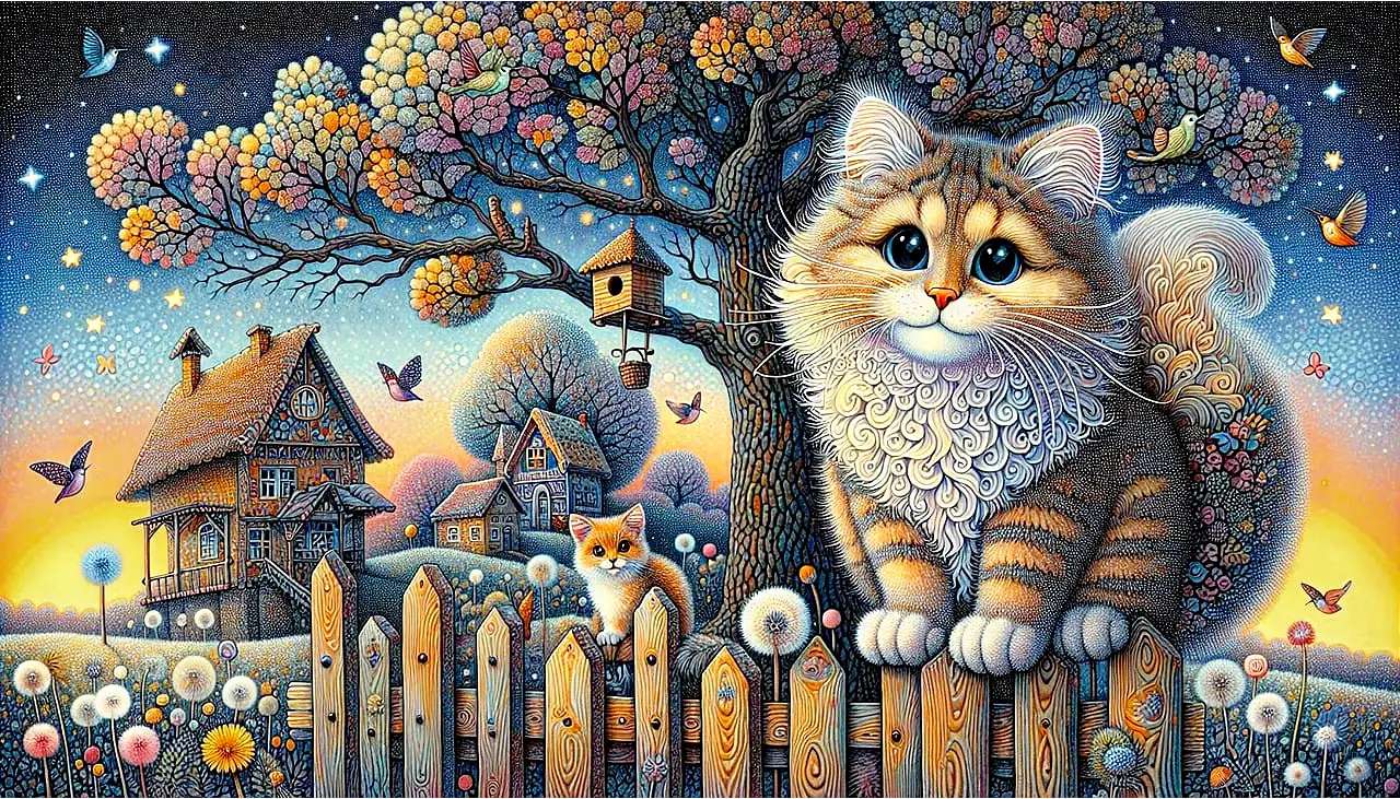 Gatti sul recinto del giardino puzzle online