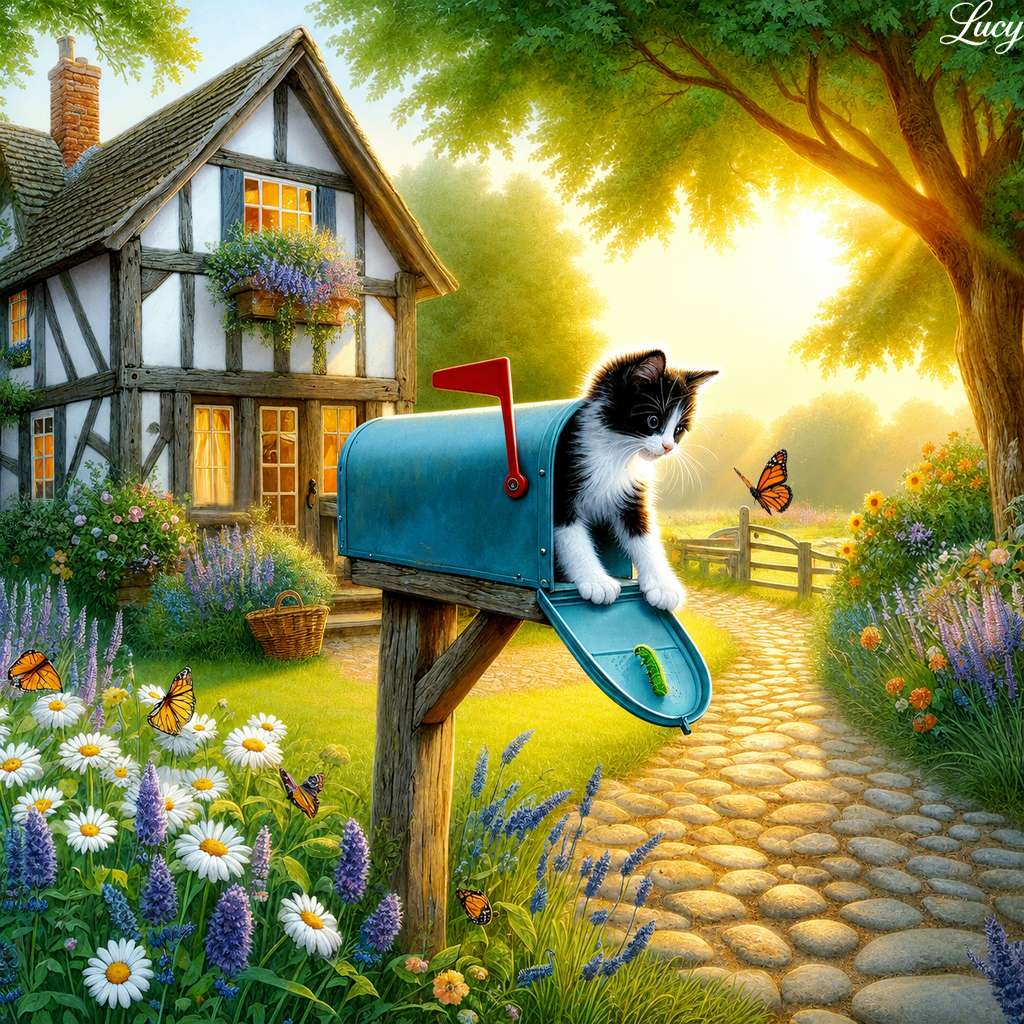 Curious kitten in a sunlit garden online puzzle