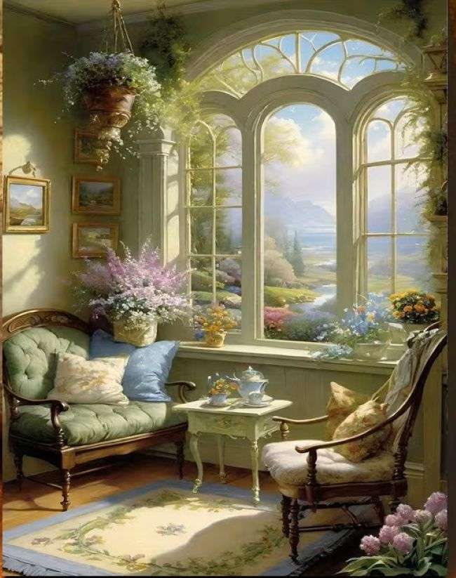 soggiorno elegante e verde puzzle online