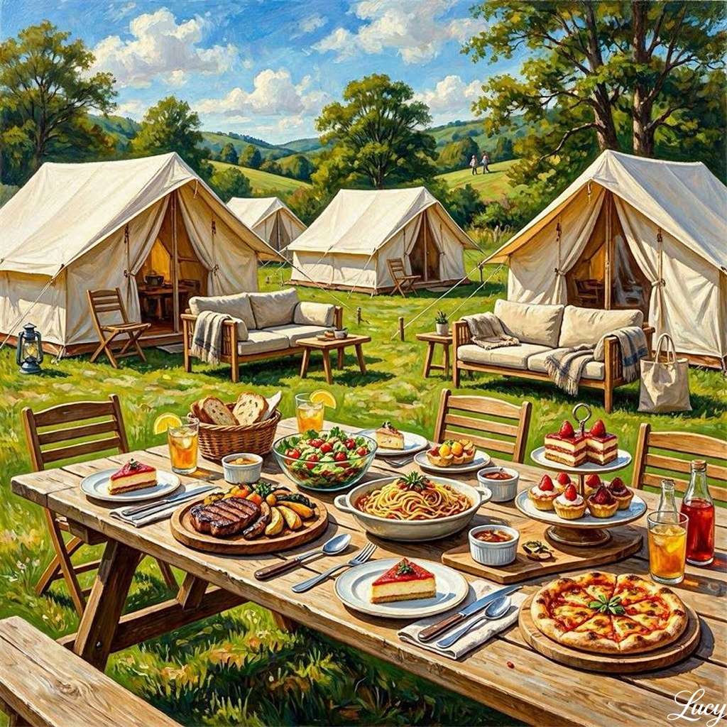 Glamping picknick scen set pussel på nätet