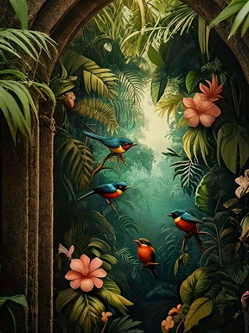 pájaros en la selva tropical rompecabezas en línea