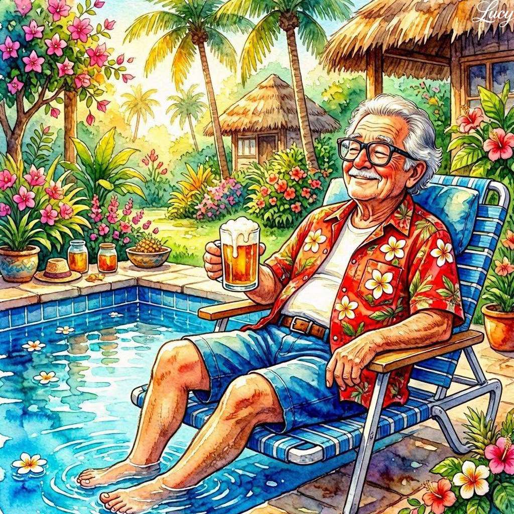A relaxed elderly man online puzzle