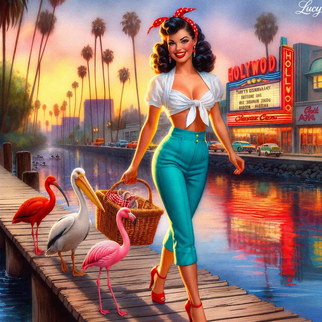 Sunset stroll on a Hollywood dock online puzzle