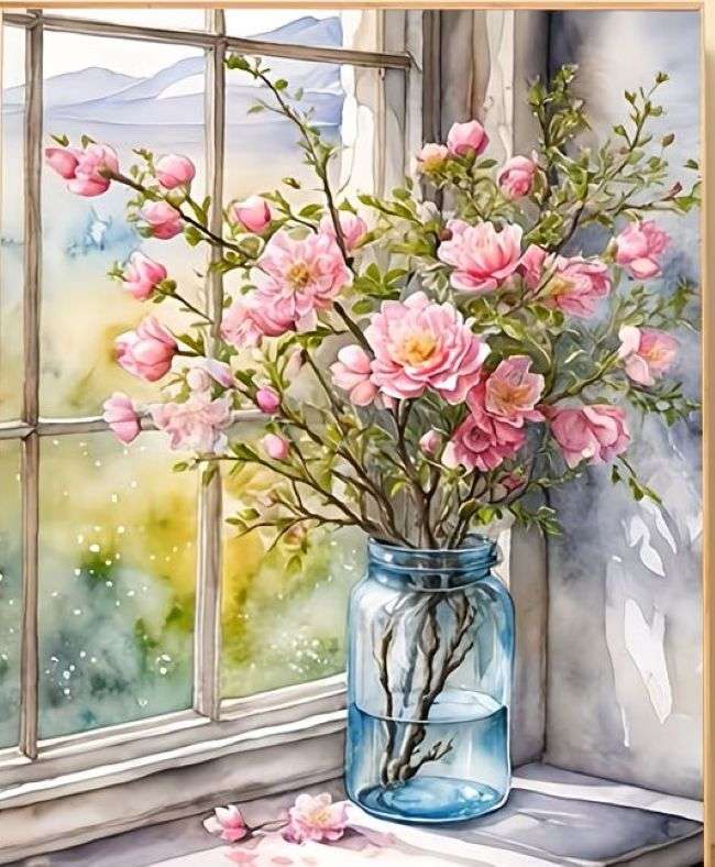 flowers in a glass vase jigsaw puzzle online