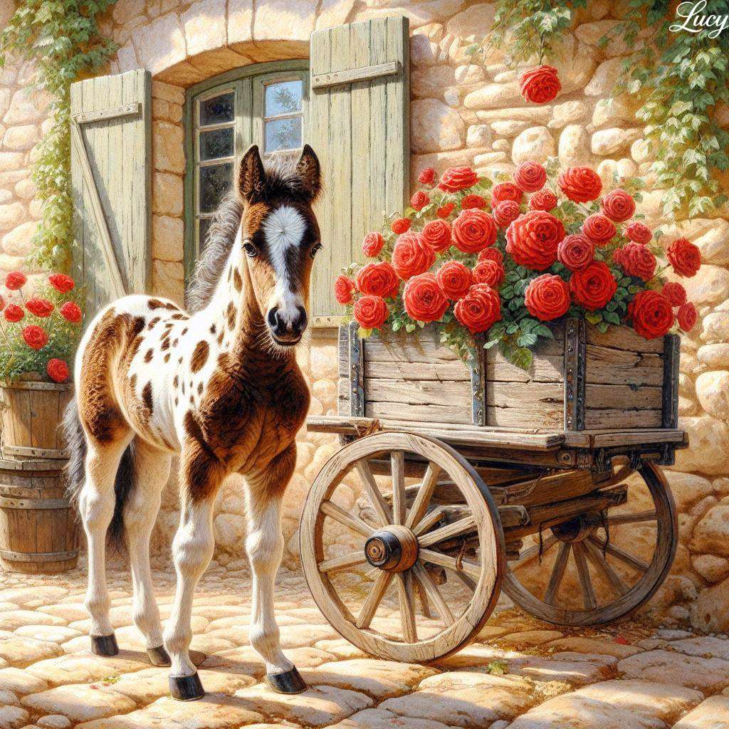 Un mânz pătat fermecător puzzle online