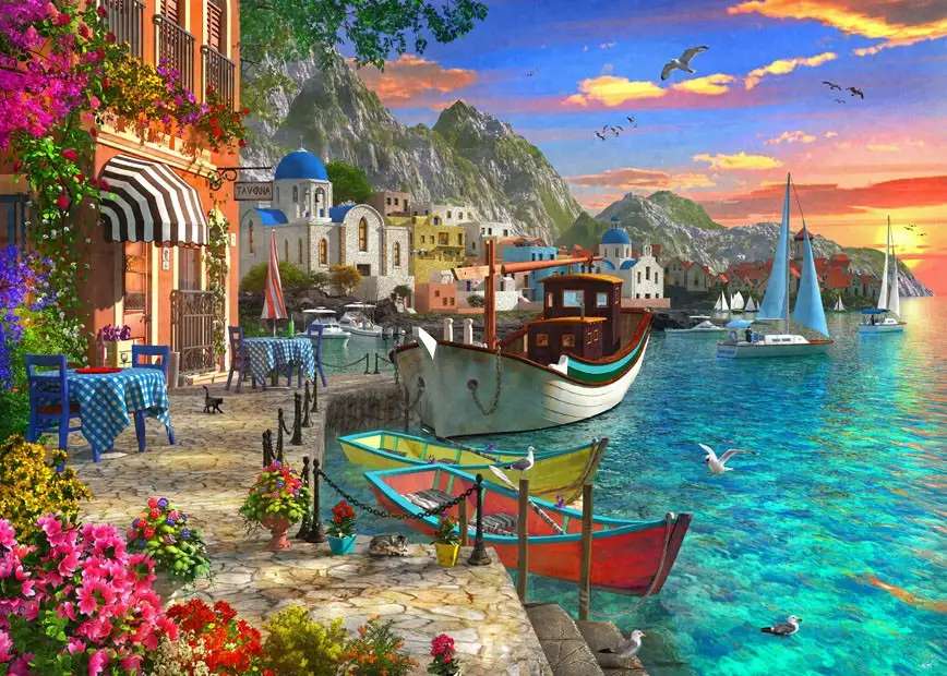 Costa italiana com barcos puzzle online