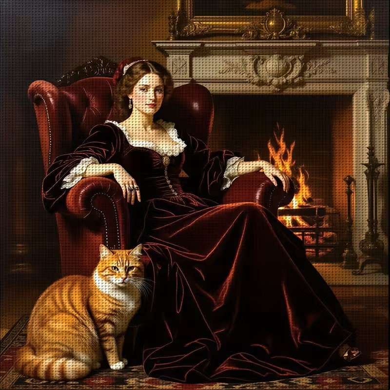 ritratto di una signora con un gatto puzzle online
