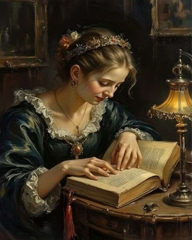 ragazza appoggiata su un libro puzzle online