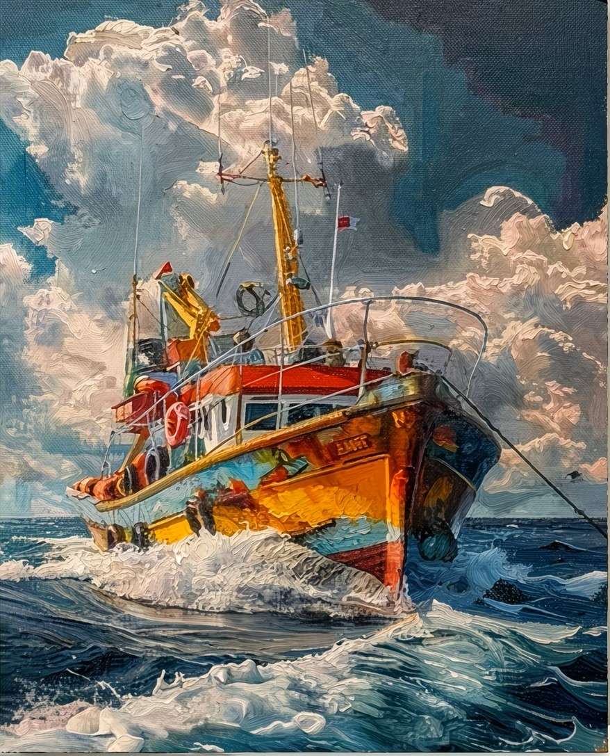 nave su un mare in tempesta puzzle online