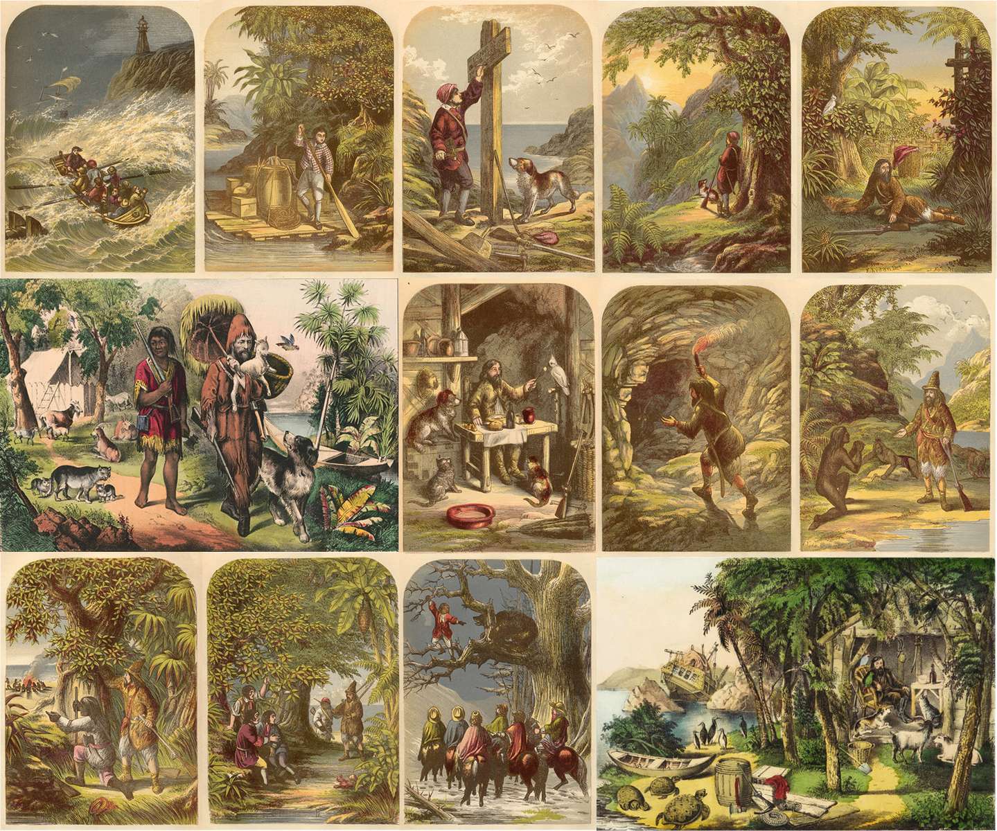 Lyden AF, Currier -1865- Collage di Robinson Crusoe puzzle online
