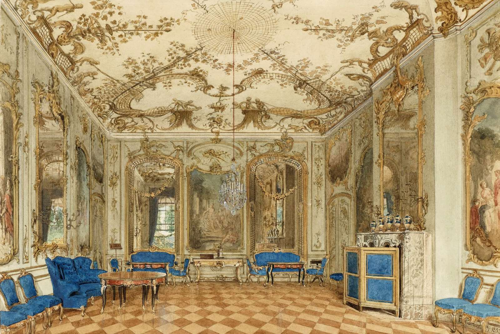 Gärtner E -1852- Konzertraum, Sanssouci, Potsdam Puzzlespiel online