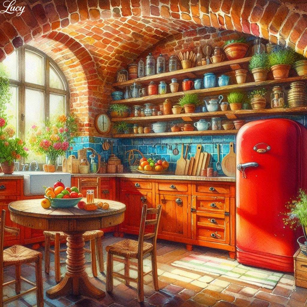 Sichtbare orangebraune Ziegelwände Puzzlespiel online