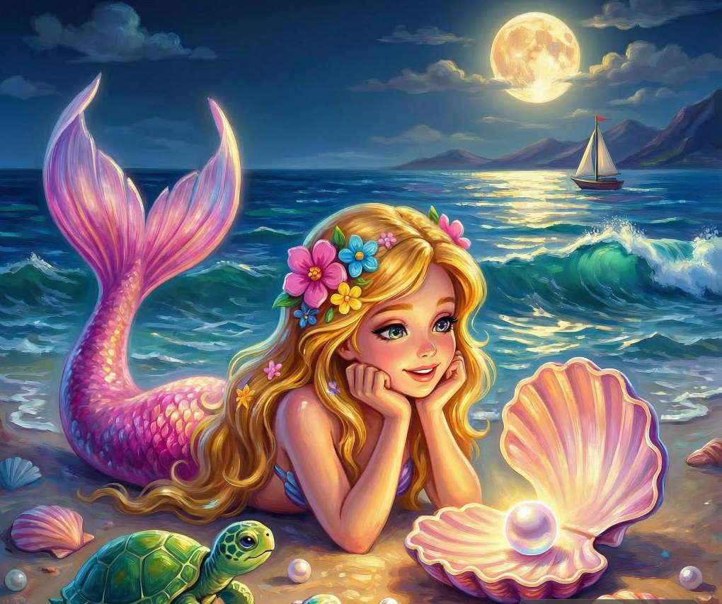 Mermaid with pink tail jigsaw puzzle online