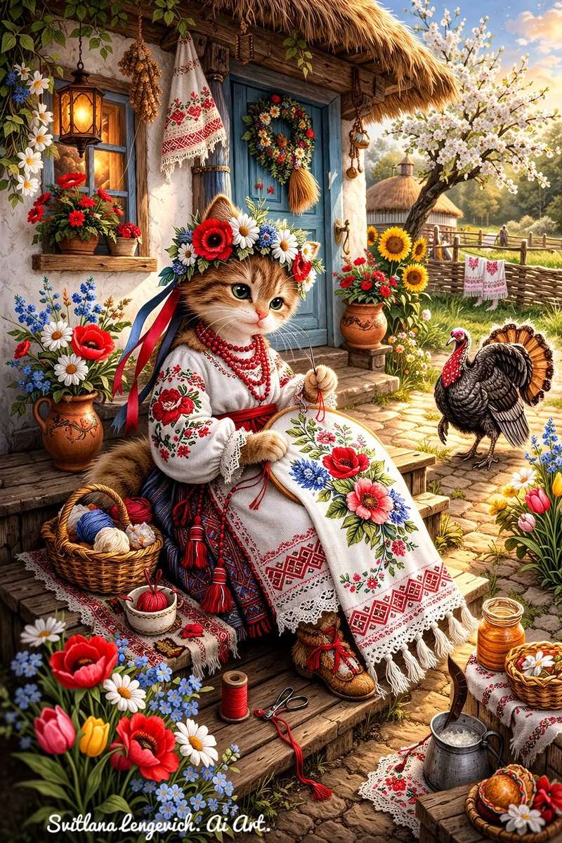 Katzenstickerin Online-Puzzle