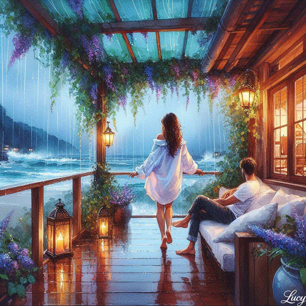Romantischer regnerischer Abend Puzzlespiel online