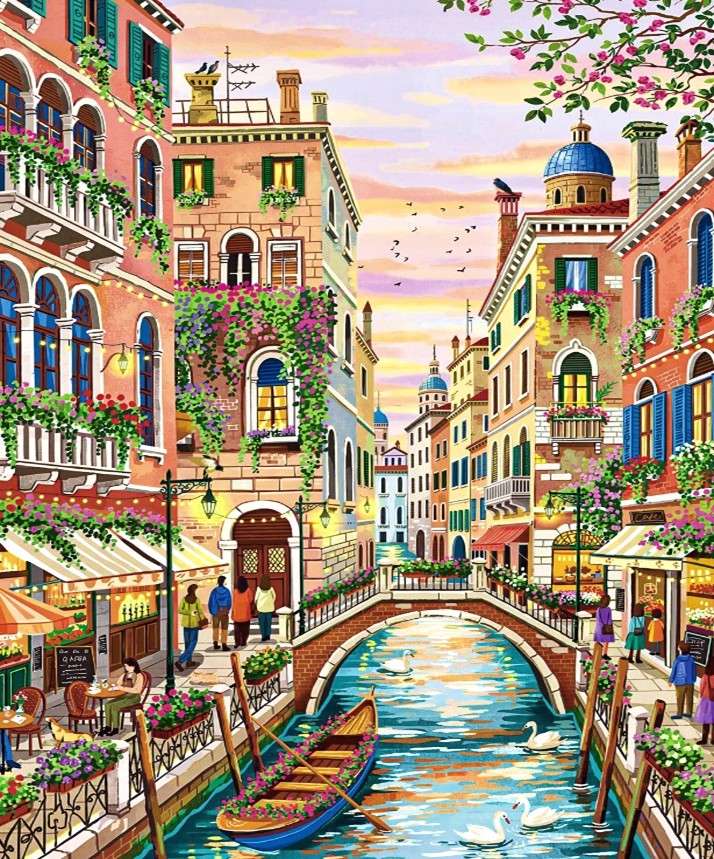 Canal do pôr do sol de Veneza quebra-cabeças online