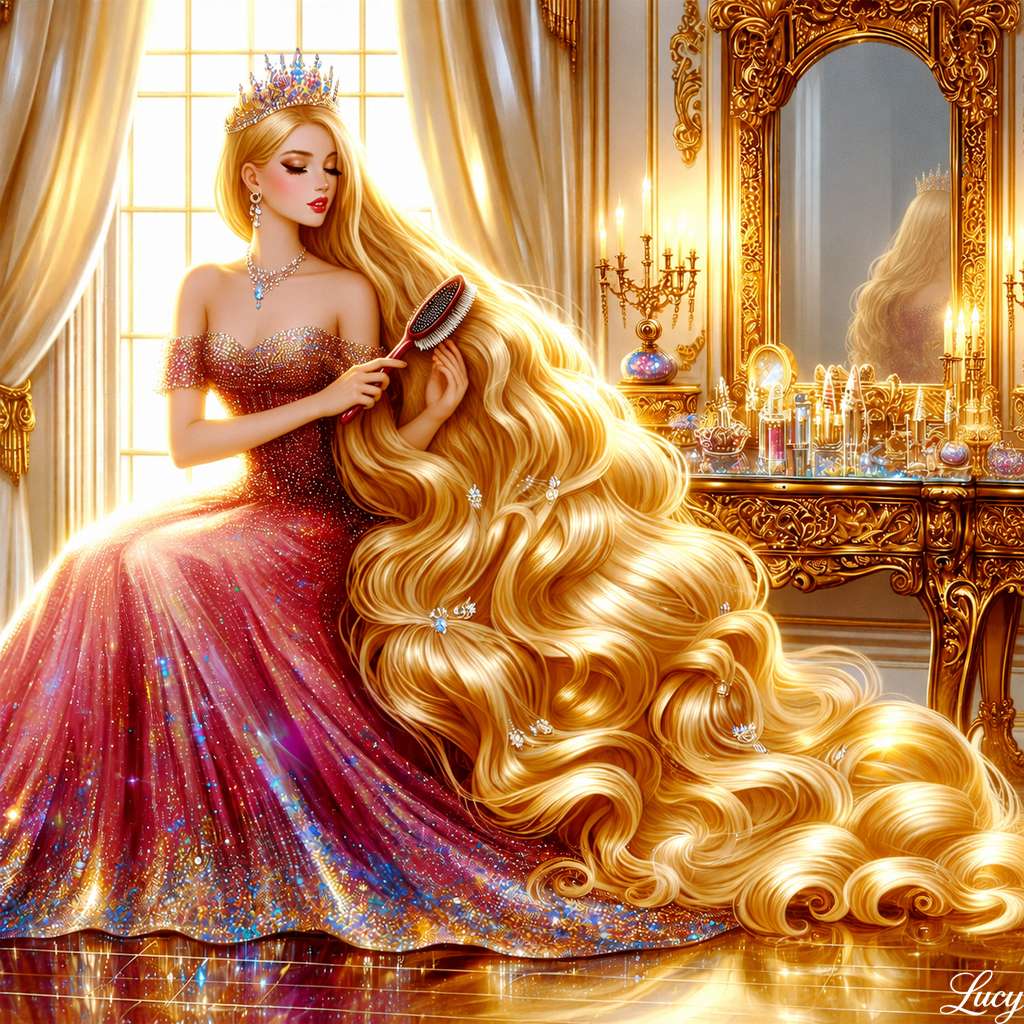 Regal beauty in a golden dressing room jigsaw puzzle online