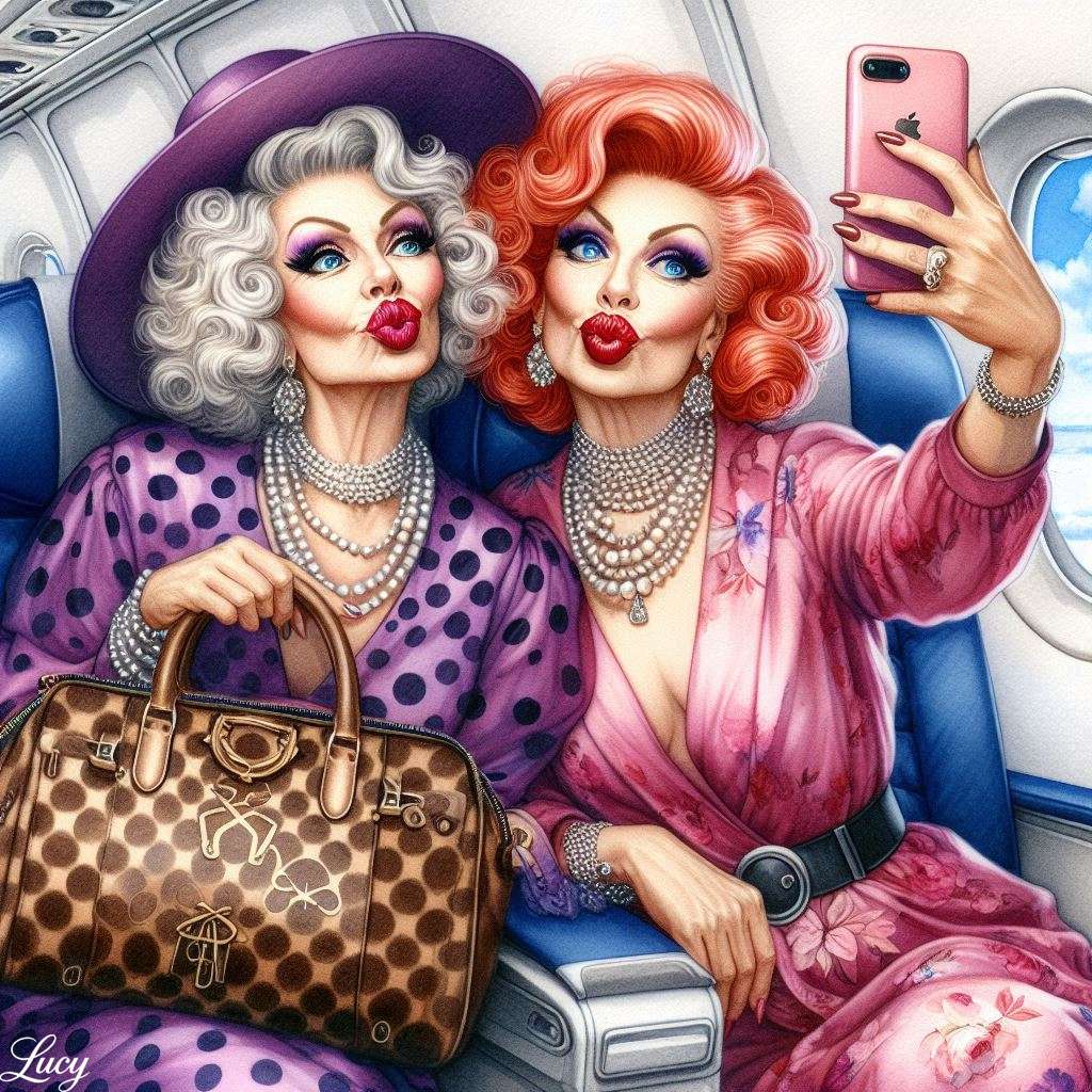 2 glamorous elderly women taking a selfie jigsaw puzzle online