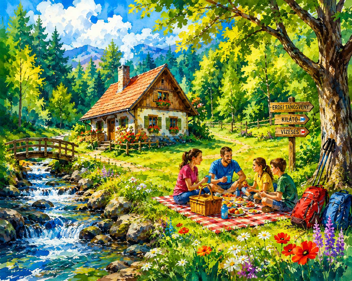 Piquenique na floresta puzzle online
