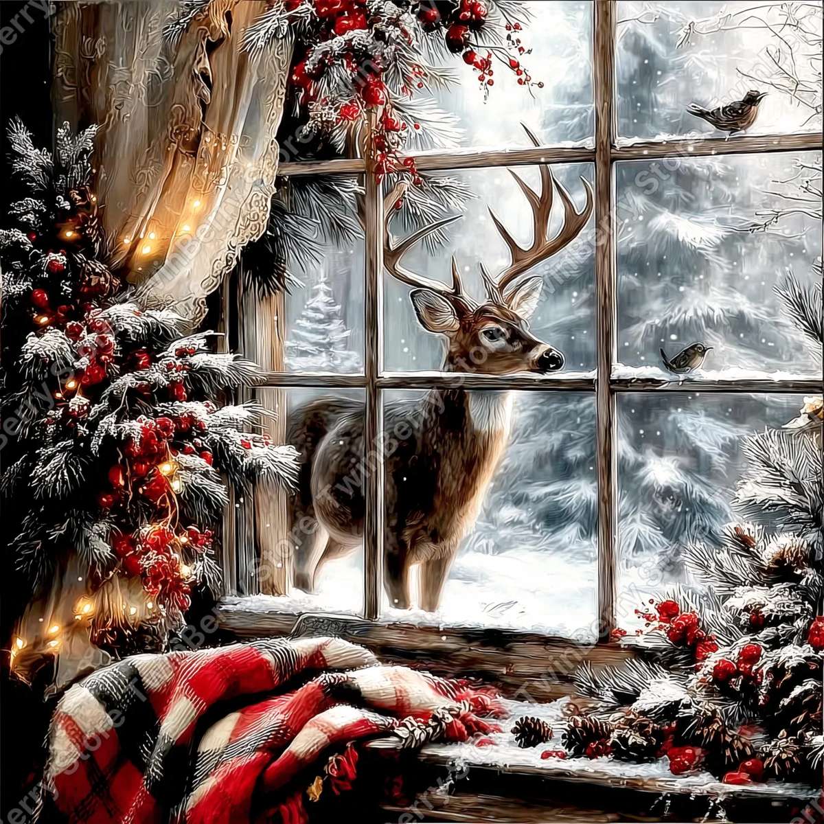 majestic deer in winter jigsaw puzzle online