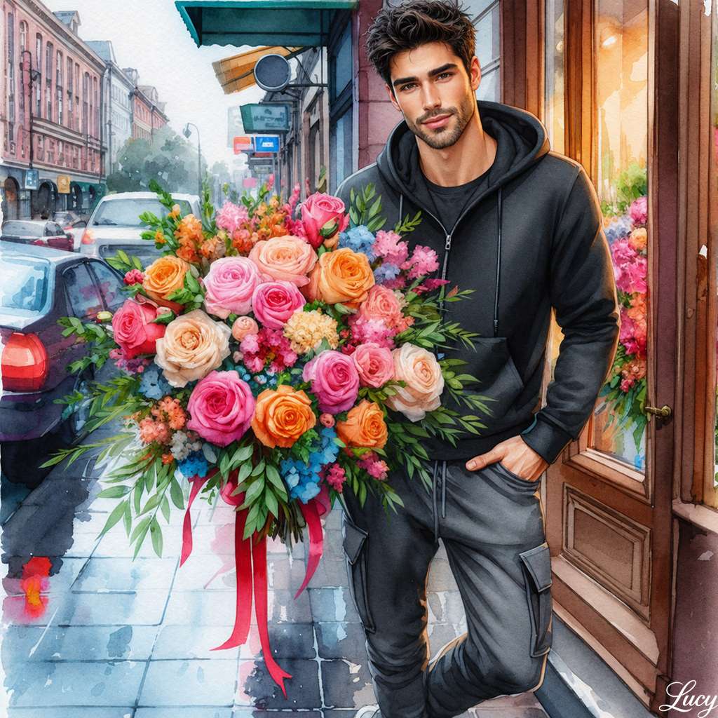 Casual moment at the flower shop jigsaw puzzle online