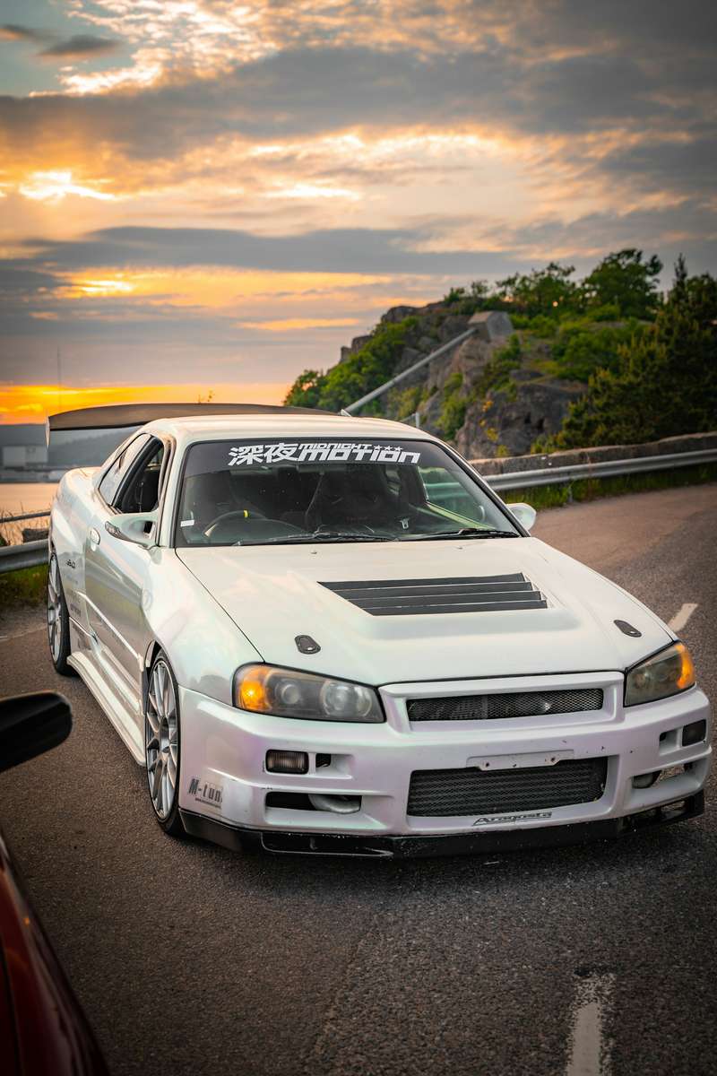skyline solnedgång nissan bil Pussel online