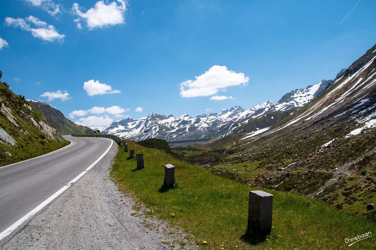 Weg, Bergen, Landschap. online puzzel