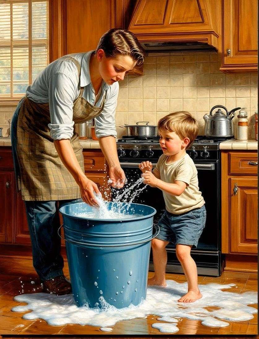 O voi ajuta pe mama cu rufele jigsaw puzzle online