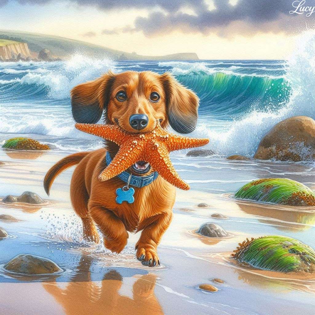 Un teckel maro fericit jigsaw puzzle online