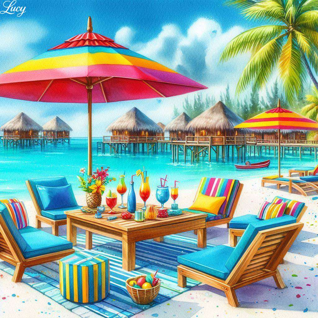 Stațiune de plajă tropicală luminoasă jigsaw puzzle online