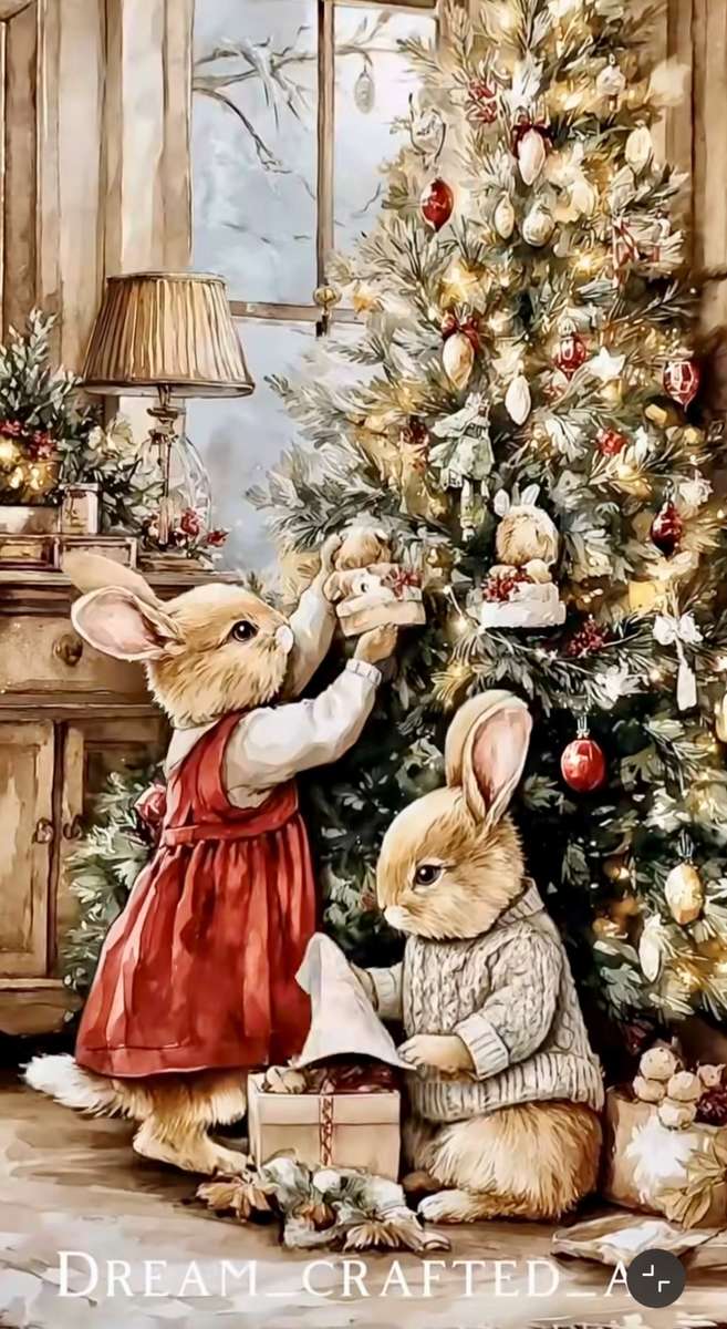 der Hasen-Weihnachtsbaum Puzzlespiel online