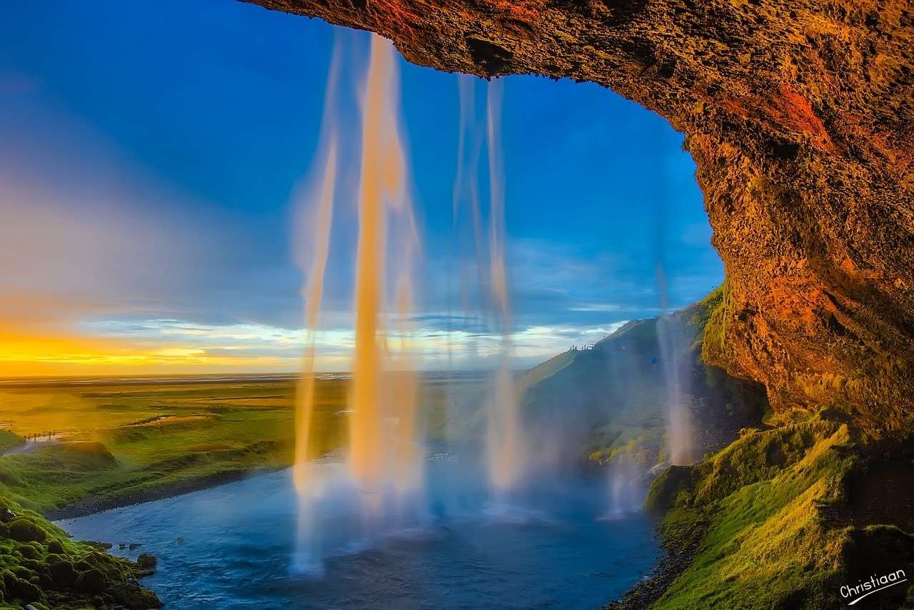 Ijsland, Skogafoss, Waterval. online puzzel