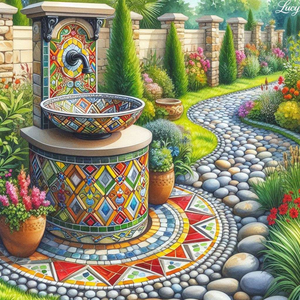 Elegant buitengootsteenstation voor in de tuin legpuzzel online