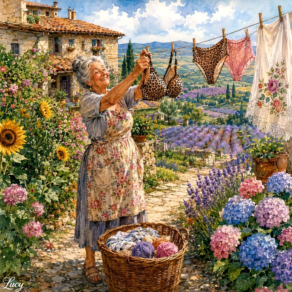 Un día soleado de lavandería en el campo rompecabezas en línea