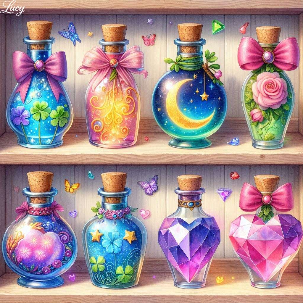 Flessen met magische drankjes online puzzel
