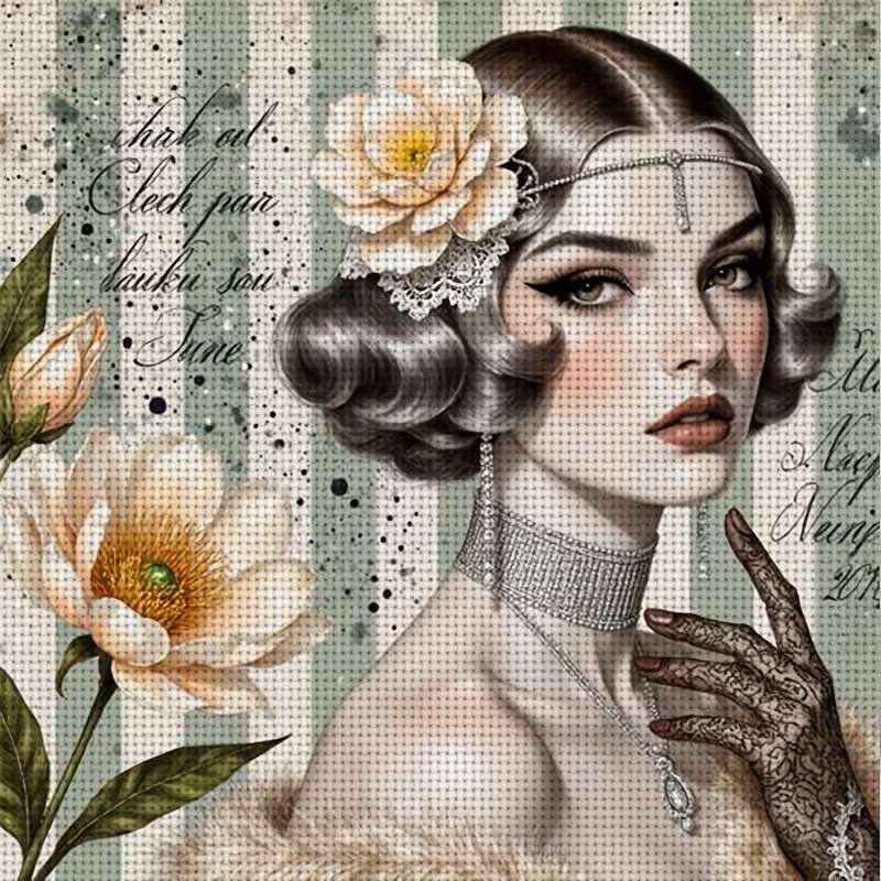 dama w stylu retro puzzle online