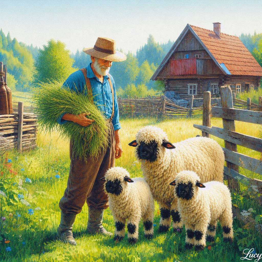 Fazenda rural tranquila com ovelhas puzzle online