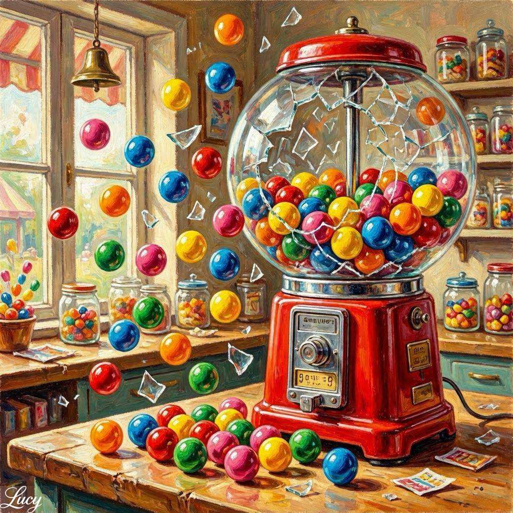Grande máquina de chicletes explodiu puzzle online